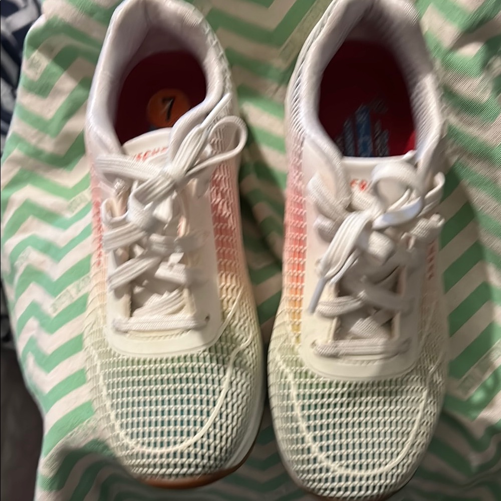 Kids White and Pink Gradient Sneakers